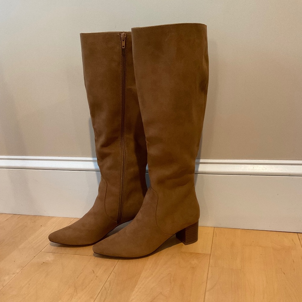 faux suede knee high boots